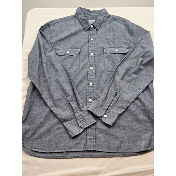 Levi's Worker Shirt Men's XXL Relaxed Fit Denim Blue Button Overshirt 2XL Cotton - Picture 1 of 5